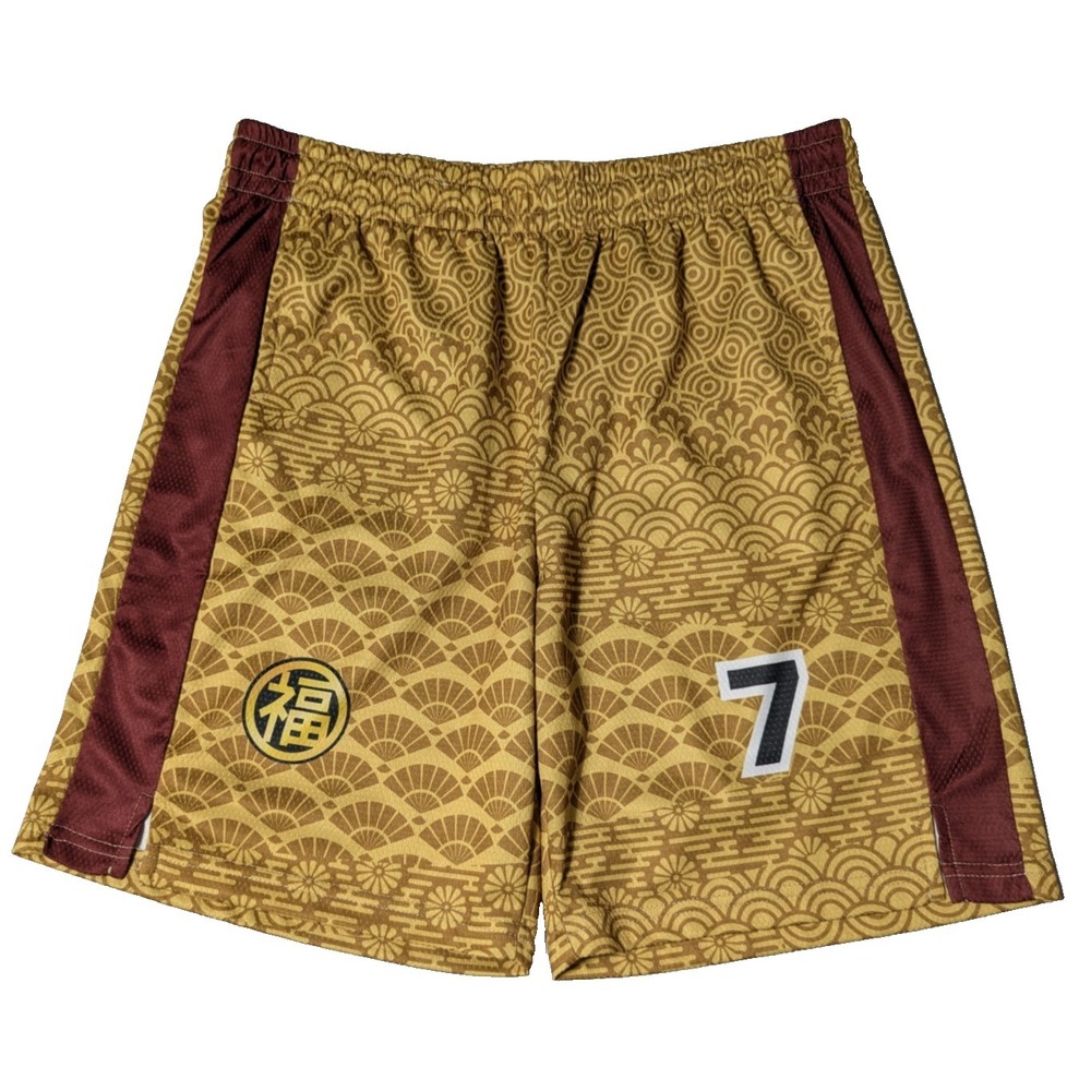 Red Ape MCMXXXIII Men Large Gold Scallop AOP Pull-on Shorts